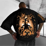 New Pokemon 2025 Summer Men's Cotton T-Shirt Super Loose Anime Charizard Printed Street Trend Casual Loose Fit Parent-child Top