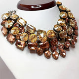 Vintage Geometric Glass Crystal Necklace Creative Trend Clothing Accessories Copper Claw Set Crystal Jewelry