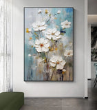 3D Textured Floral Oil Painting on Premium Linen Canvas Unframed Modern Oil Painting For Home Decor Hand-Painted Canvas Painting