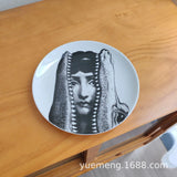 Italian Vintage Face Decorative Wall Plate For Home Bar Background Decor Handcrafted Hanging Ornament Unique Gift