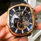 Reef Tiger/RT Top Brand Luxury Big Watch for Men Blue Dial Mechanical Tourbillon Sport Watches Relogio Masculino RGA3069
