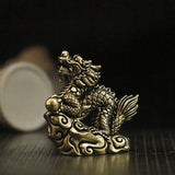1pcs Antique Dragon Statue Ornament Zodiac Animal Brass Crafts Feng Shui Decoration Office Figurines