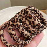 5Pcs High Elasticity Leopard Pattern Hair Scrunchies, Women Vintage Hair Tie Ponytail Holder Hair Accessories Hair Ties