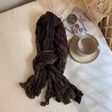 Floral Autumn Winter Cotton Linen Scarf Keep Warm Square Pleated Printed Scarf Luxury Brand Designer Vintage Shawl Wrap