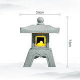 New Mini Pagoda Lantern Light Garden Statue Decorative Sand Stone Micro Landscape Lamp Zen Yard Miniature Bonsai