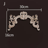 European Style Wood Applique Background Wall Decoration Floral Wood Decals for Wall  Antique Onlays Mouldings Home Decor Items