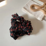 Floral Autumn Winter Cotton Linen Scarf Keep Warm Square Pleated Printed Scarf Luxury Brand Designer Vintage Shawl Wrap