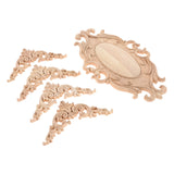 5pcs/set Wooden Applique Cut-out Branch Corner Solid Wood Onlays 10-26cm Vintage Furniture Ornament Decor Door Windows Cabinet