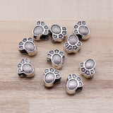 IFOCUS 10pcs/Lot Dog Paw European Big Hole Beads For DIY Jewelry Making Zinc Alloy 10x9x6mm/0.39x0.35x0.24inch