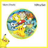 Pokemon Birthday Party Decoration Pikachu Disposable Tableware Cup Napkin Plate Tablecloth Baby Shower Cake Topper Flag Balloons