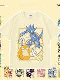 Pokémon Anime Mew Printing Oversized Cotton T-shirt Men and Women Comfortable Fashion Y2K Children's Clothing Summer T-shirt