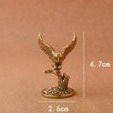 Antique Solid Brass Owl Miniature Figurines Retro Copper Animal Tea Pet Desktop Ornament Decor Crafts Animal Figurines