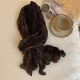 Floral Autumn Winter Cotton Linen Scarf Keep Warm Square Pleated Printed Scarf Luxury Brand Designer Vintage Shawl Wrap