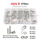 M1.6 M2 M2.5 M3 M4 M5 Cross Phillips Flat Countersunk Head Screws 304 Stainless Steel Bolt and Nut Washer Assortment Set Kit Box