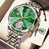 POEDAGAR Top Luxury Men's Watches Original Mechanical Stainless Steel Men Clock Waterproof Hollow Tourbillon Automatic Man Watch