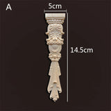 Retro Vintage Wood Carved Onlay Applique Carpenter Frame Decal Furniture Decoration Wooden Craft Decorative Door Flower Ornament