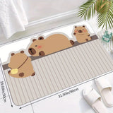 Cute Capybara Pattern Bathroom Mat – Non-Slip, Machine Washable Rug for Sink, Bathtub, Shower & Kitchen Floor | Home Decor