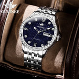 OUPINKE 3241 Man Watch High-end Luxury Original Automatic Mechanical Wrist Watches for Men Starry Sky Dial Elegant Mens Watch