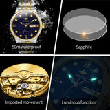 OUPINKE 3241 Man Watch High-end Luxury Original Automatic Mechanical Wrist Watches for Men Starry Sky Dial Elegant Mens Watch