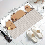 Cute Capybara Pattern Bathroom Mat – Non-Slip, Machine Washable Rug for Sink, Bathtub, Shower & Kitchen Floor | Home Decor