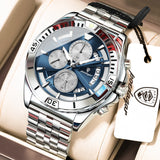 POEDAGAR Original Fashion Men Clock Waterproof Luminous Chronograph Date Watch For Man Stainless Steel Quartz Men's Watches Male