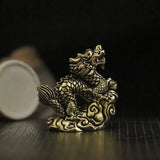 1pcs Antique Dragon Statue Ornament Zodiac Animal Brass Crafts Feng Shui Decoration Office Figurines