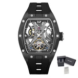 MEGIR Men Mechanical Watch Fashion Tonneau Skeleton Dial Waterproof Automatic Wristwatch Outdoor Sport Clock with Luminous Hands