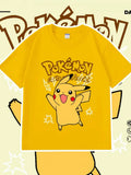 Pokémon Anime Mew Printing Oversized Cotton T-shirt Men and Women Comfortable Fashion Y2K Children's Clothing Summer T-shirt