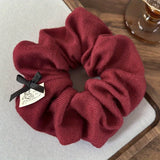 Tie Set with Vintage Butterfly Bow, Fabric Patch Large Intestine Design Knitted Bun Headband and Low Ponytail Hair Rope
