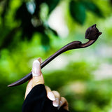 Retro Ebony Hairpin Chinese Antique Style Carved Hairpin Simple Temperament Qipao Hanfu Dished Hair Accessories for Women
