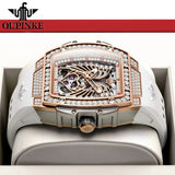 OUPINKE 3225 Women's Watch Big Dial Skeleton Mechanical Watch For Women Diamond Luxury Deep Waterproof Automatic Wrist Watches