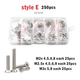 M1.6 M2 M2.5 M3 M4 M5 Cross Phillips Flat Countersunk Head Screws 304 Stainless Steel Bolt and Nut Washer Assortment Set Kit Box