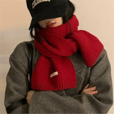 2025 New Knitted Red Scarf Women Winter Simple Classic Solid Color Wraps Men Couple Scarf New Soft Warm Thermal Wool Muffler