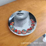 Italian Vintage Face Decorative Wall Plate For Home Bar Background Decor Handcrafted Hanging Ornament Unique Gift