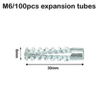 20/50/100sets Metal Serrated Expansion Tube Self Tapping Screws Pipe Drilling Plug for Concrete Wall Anchors Fasteners Bolt Kits