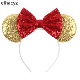 Colorful Sequins 5"Bows Mouse Ear Headbands for Adults Girls Festival Party Hair Accessories Women Girls Rainbow Hairbands