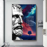 Seneca Statue Art Canvas Painting Making Noble Resolutions Inspirational Quotes Posters and Prints for Office Room Home Decor
