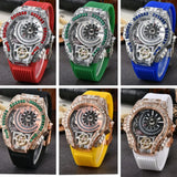 Full diamond Case Business Luxury Top Mens Watches Rubber Strap Color Creative Decorative Quartz Watch Men AAA Clocks Relogio