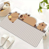 Cute Capybara Pattern Bathroom Mat – Non-Slip, Machine Washable Rug for Sink, Bathtub, Shower & Kitchen Floor | Home Decor