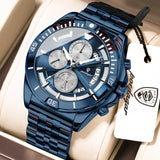 POEDAGAR Original Fashion Men Clock Waterproof Luminous Chronograph Date Watch For Man Stainless Steel Quartz Men's Watches Male