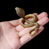 Antique Bronze Cobra Boa Snake Statue Miniature Figurines Copper Zodiac Animal Desk Decorations Tea Pets Ornaments Brass Crafts