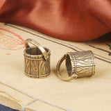 2pcs Antique Small Copperware Buddha Tea Mini Bucket Set Copper Teacup Brass Keychain Pendant Home Decoration Crafts Gift