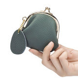 Coin Purse Kiss Lock Coin Purse for Women Large Capacity Coins Pouch Vintage Change Purse Genuine Leather Small Wallet for Women