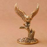 Antique Solid Brass Owl Miniature Figurines Retro Copper Animal Tea Pet Desktop Ornament Decor Crafts Animal Figurines