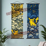 Printed Pokemon Poster, Anime Wall Artwork, Gengar Eevee Pikachu Images, Scroll Paintings, Retro Artist Home Living Room Decor