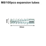 20/50/100sets Metal Serrated Expansion Tube Self Tapping Screws Pipe Drilling Plug for Concrete Wall Anchors Fasteners Bolt Kits