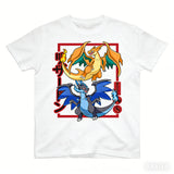 Pokémon Charizard Evolution Printed Pure Cotton T-shirt Men and Women Spring/Summer New Collection Fashion Short Sleeved Shirt