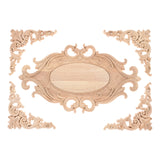 5pcs/set Wooden Applique Cut-out Branch Corner Solid Wood Onlays 10-26cm Vintage Furniture Ornament Decor Door Windows Cabinet