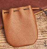 NASVA Genuine Leather  Coin Purse Men Women  Vintage Small Coin Wallet Hard Leather Money Pocket Drawstring Storage Bag