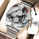 POEDAGAR Original Fashion Men Clock Waterproof Luminous Chronograph Date Watch For Man Stainless Steel Quartz Men's Watches Male